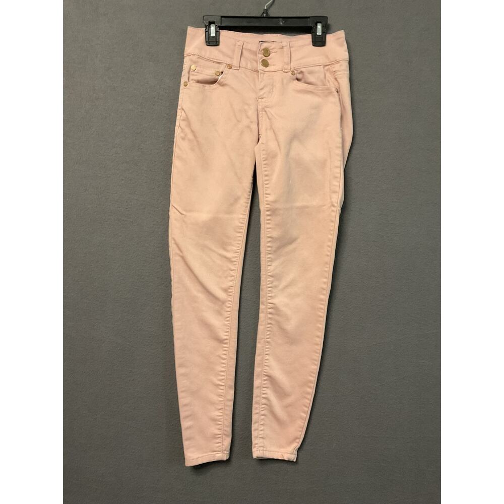 Boom Boom Jeans Pants Womens 11 Pink Skinny Stretch‎ Double Button High Rise